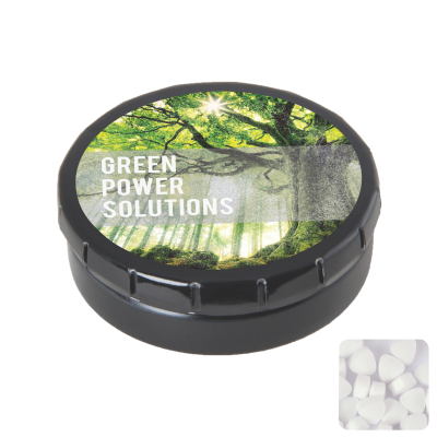 Picture of ROUND CLICK TIN with Sugar Free Mints in Black