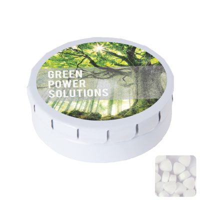 Picture of ROUND CLICK TIN with Sugar Free Mints in White