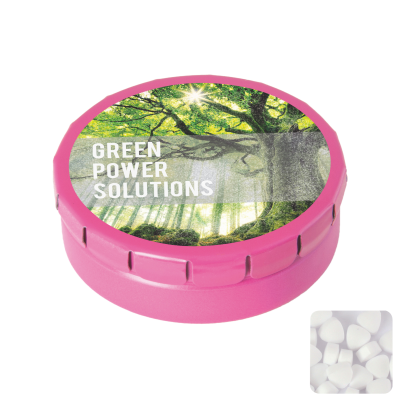 Picture of ROUND CLICK TIN with Sugar Free Mints in Pink