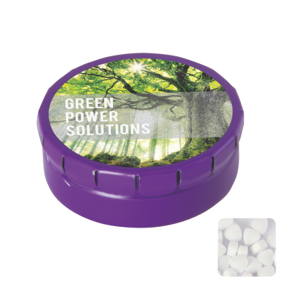 Picture of ROUND CLICK TIN with Sugar Free Mints in Purple