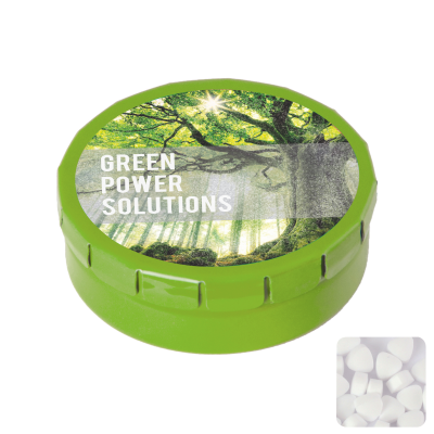 Picture of ROUND CLICK TIN with Sugar Free Mints in Pale Green