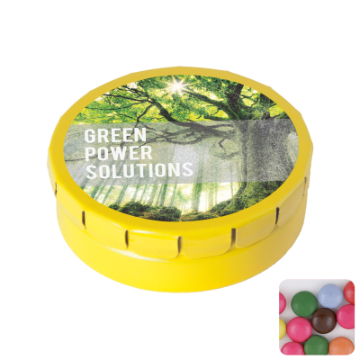 Picture of ROUND CLICK TIN with Chocos in Yellow