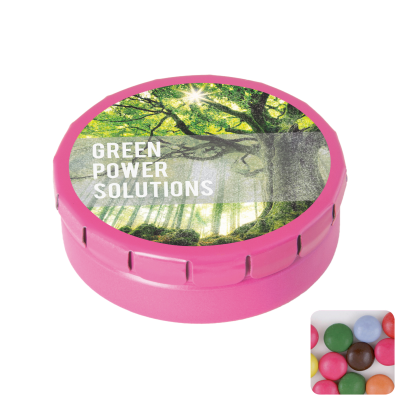 Picture of ROUND CLICK TIN with Chocos in Pink