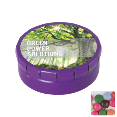 Picture of ROUND CLICK TIN with Chocos in Purple