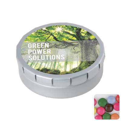 Picture of ROUND CLICK TIN with Chocos in Pale Grey