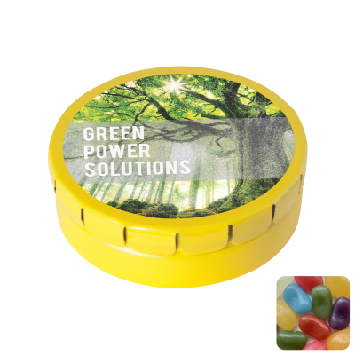 Picture of ROUND CLICK TIN with Jelly Beans in Yellow