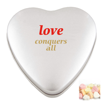 Picture of LARGE HEART TIN with Fruit Heart Sweets in Silver
