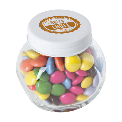 Picture of SMALL GLASS JAR with Chocos in White