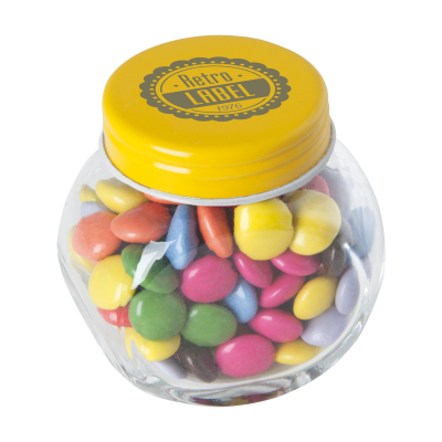 Picture of SMALL GLASS JAR with Chocos in Yellow