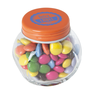 Picture of SMALL GLASS JAR with Chocos in Orange