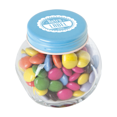 Picture of SMALL GLASS JAR with Chocos in Light Blue