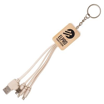 Picture of USB-C RECTANGULAR BAMBOO AND WHEAT STRAW KEYRING