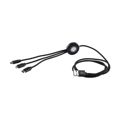 Picture of BRAIDED CABLE 3-IN-1 LIGHT UP CHARGER CABLE in Black.