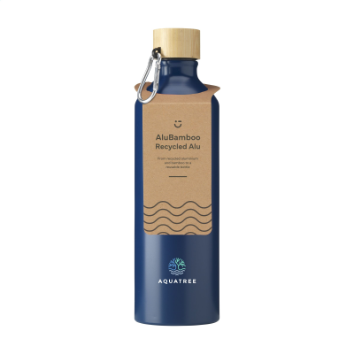 Picture of ALUBAMBOO GRS RECYCLED ALUMINIUM METAL 750 ML WATER BOTTLE in Blue