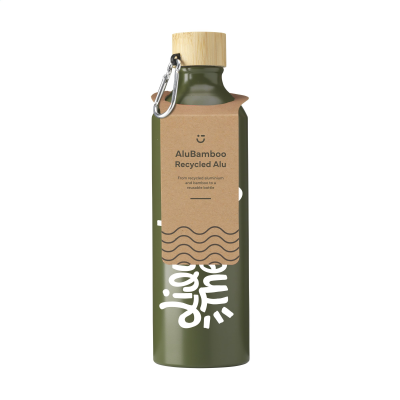 Picture of ALUBAMBOO GRS RECYCLED ALUMINIUM METAL 750 ML WATER BOTTLE in Green