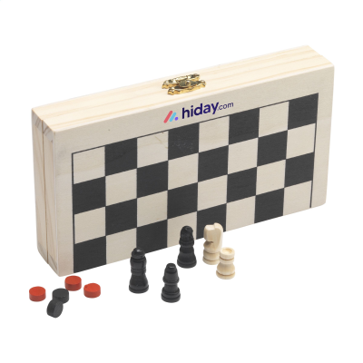 Picture of CHECKMATE GAME BOX 3-IN-1 in Wood.