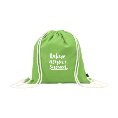 Picture of PROMOCOLOUR GRS RECYCLED COTTON BACKPACK RUCKSACK (150 G & M²) in Pale Green.