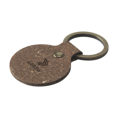 Picture of BONDED LEATHER KEYRING ROUND in Taupé.