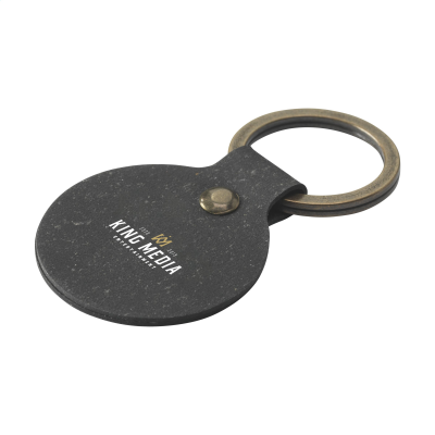 Picture of BONDED LEATHER KEYRING ROUND in Black.