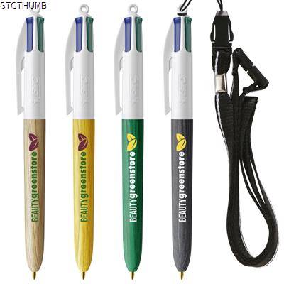 Picture of BIC® 4 COLOURS WOOD STYLE with Lanyard Screen Print