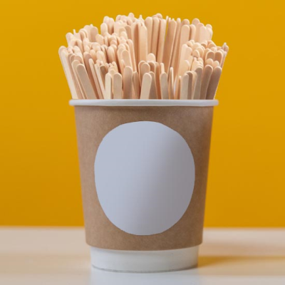 Picture of WRAPPED WOOD COFFEE STIRRERS.