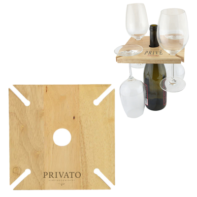 Picture of WOOD WINE GLASS AND BOTTLE HOLDER