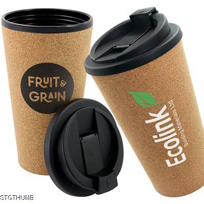 Picture of CORK DOUBLE WALL TRAVEL MUG (450ML).