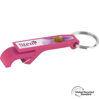 Picture of KEYRING BOTTLE OPENER GRS RECYCLED - PINK.