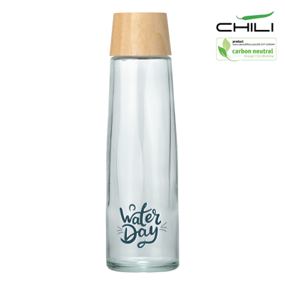 Picture of CHILI RECYCLED SODALIME GLASS BOTTLE with Bamboo Lid - 750Ml