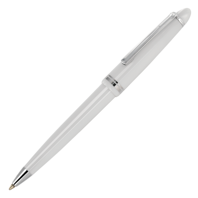 Picture of ALPINE SILVER CHROME BALL PEN - WHITE - SILVER TRIM