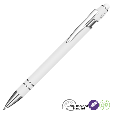 Picture of ASTRA-I SOFT FEEL GRS RECYCLED METAL BALL PEN - WHITE