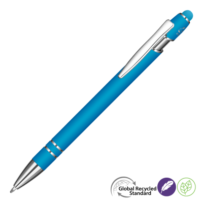 Picture of ASTRA-I SOFT FEEL GRS RECYCLED METAL BALL PEN - CYAN