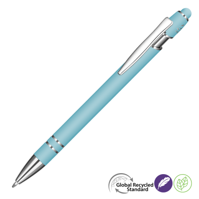 Picture of ASTRA-I SOFT FEEL GRS RECYCLED METAL BALL PEN - LIGHT BLUE