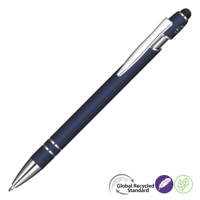 Picture of ASTRA-I SOFT FEEL GRS RECYCLED METAL BALL PEN - NAVY BLUE