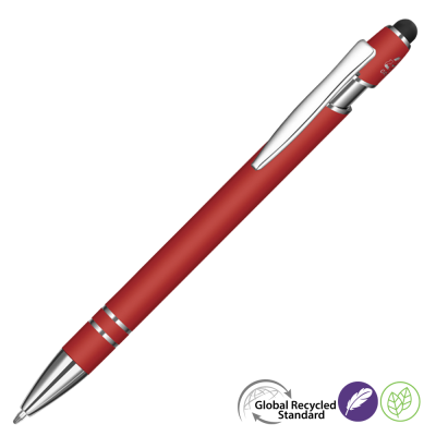 Picture of ASTRA-I SOFT FEEL GRS RECYCLED METAL BALL PEN - RED