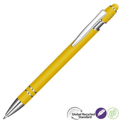 Picture of ASTRA-I SOFT FEEL GRS RECYCLED METAL BALL PEN - YELLOW