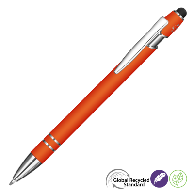 Picture of ASTRA-I SOFT FEEL GRS RECYCLED METAL BALL PEN - ORANGE