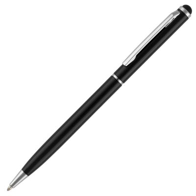 Picture of CHEVIOT-I METAL BALL PEN with Stylus - Black - Silver