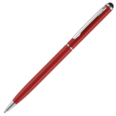 Picture of CHEVIOT-I METAL BALL PEN with Stylus - Red - Silver