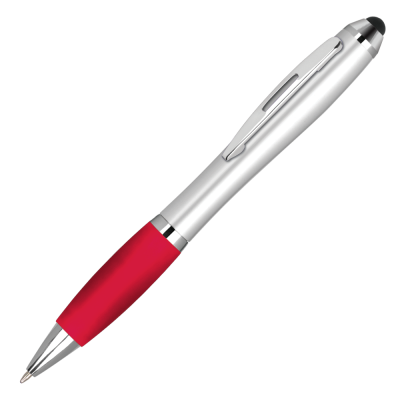 Picture of CONTOUR-I ARGENT BALL PEN with Stylus - Silver - Red