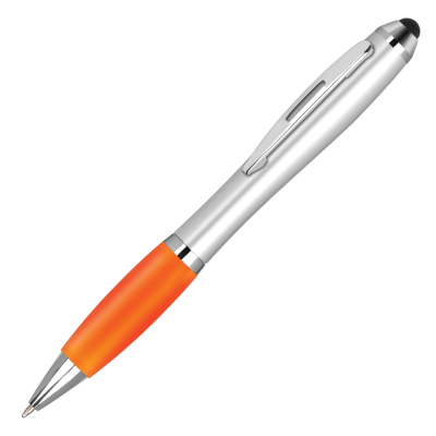 Picture of CONTOUR-I ARGENT BALL PEN with Stylus - Silver - Orange