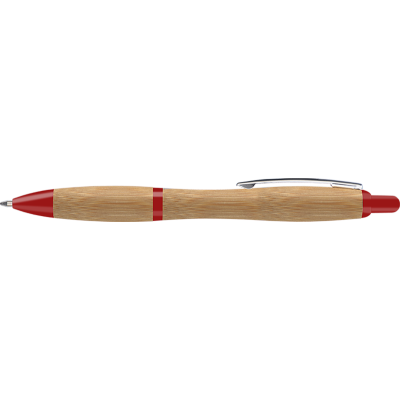 Picture of CONTOUR BAMBOO BALL PEN - RED