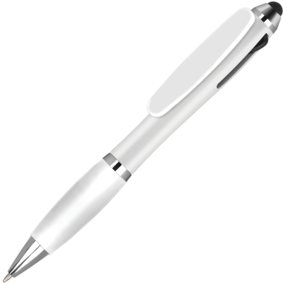 Picture of CONTOUR TRICOLOUR BALL PEN with Stylus - White