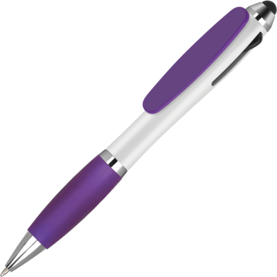 Picture of CONTOUR TRICOLOUR BALL PEN with Stylus - Purple