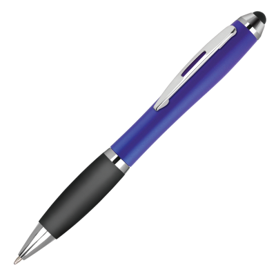 CONTOUR-I METALLIC FROST BALL PEN with Stylus - Blue.