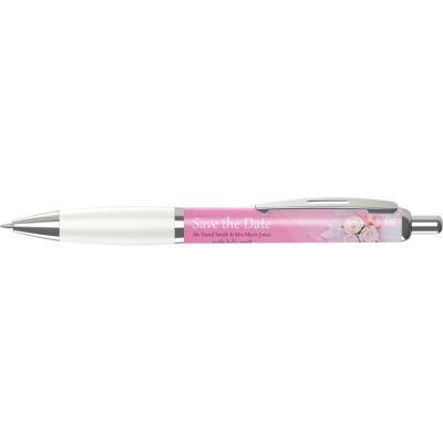 Picture of CONTOUR FULL COLOUR WRAP BALL PEN - WHITE (BLUE INK)