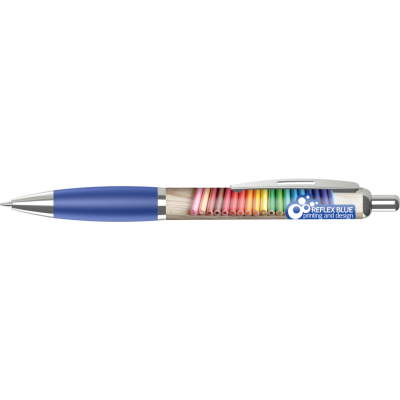 Picture of CONTOUR FULL COLOUR WRAP BALL PEN - WHITE - BLUE (BLUE INK)