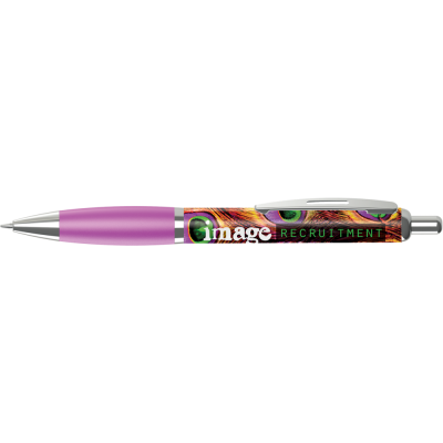 Picture of CONTOUR FULL COLOUR WRAP BALL PEN - WHITE - PURPLE (BLUE INK)