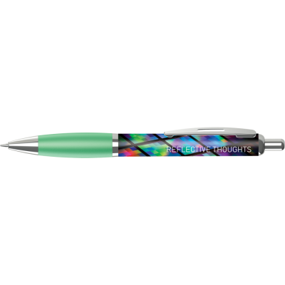 Picture of CONTOUR FULL COLOUR WRAP BALL PEN - WHITE - GREEN (BLUE INK)