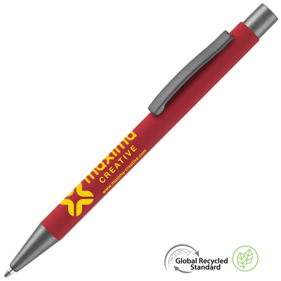 Picture of ERGO SOFT FEEL GRS RECYCLED BALL PEN - RED